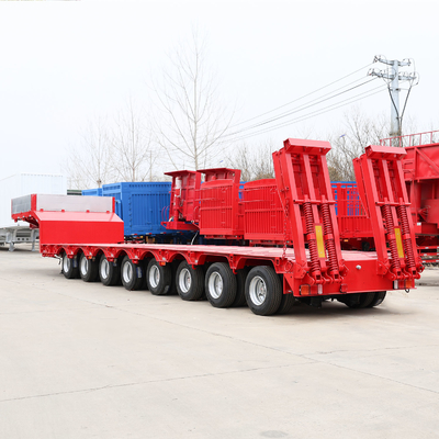 40t 50t 60t 100t Cuello de ganso Lowboy Baja Cama Semi-remolque Dimensiones de Cama Baja Remolque de camión