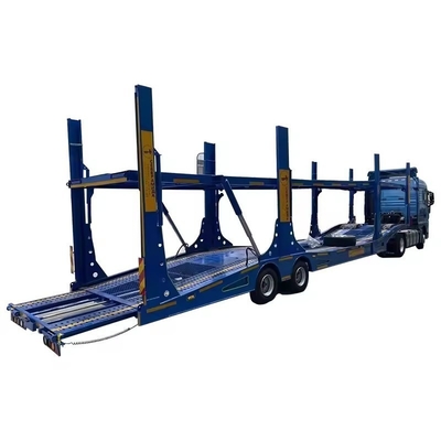Accesorios de transporte de dos ejes de carga media SUV de una rueda esqueleto de lecho plano auto-desplazación de volcado de automóvil camión de transporte semi-remolque