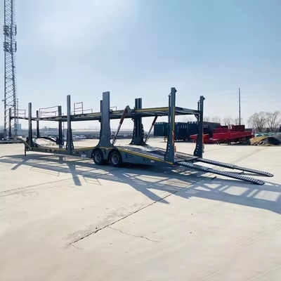 Accesorios de transporte de dos ejes de carga media SUV de una rueda esqueleto de lecho plano auto-desplazación de volcado de automóvil camión de transporte semi-remolque