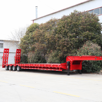 40t 50t 60t 100t Cuello de ganso Lowboy Baja Cama Semi-remolque Dimensiones de Cama Baja Remolque de camión