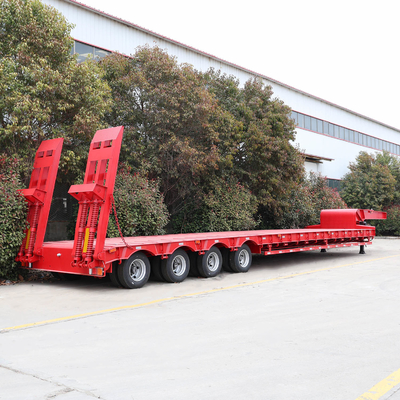 40t 50t 60t 100t Cuello de ganso Lowboy Baja Cama Semi-remolque Dimensiones de Cama Baja Remolque de camión