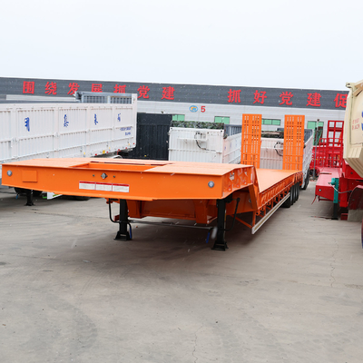Capacidad de carga de 50T 3 4 Eje de carga de cama baja cuello de ganso Lowboy Semi camión remolque con 1