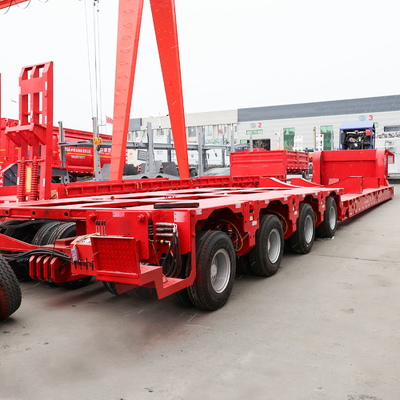 Capacidad de carga de 50T 3 4 Eje de carga de cama baja cuello de ganso Lowboy Semi camión remolque con 1
