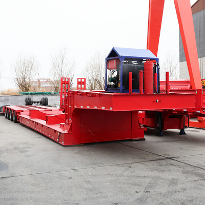 Capacidad de carga de 50T 3 4 Eje de carga de cama baja cuello de ganso Lowboy Semi camión remolque con 1