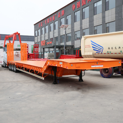 Capacidad de carga de 50T 3 4 Eje de carga de cama baja cuello de ganso Lowboy Semi camión remolque con 1