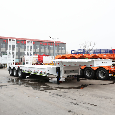 Capacidad de carga de 50T 3 4 Eje de carga de cama baja cuello de ganso Lowboy Semi camión remolque con 1