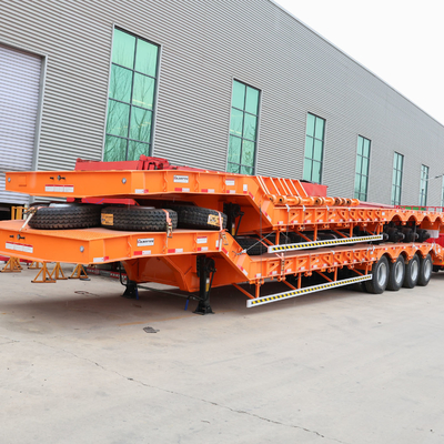 Remolque de carga baja de transporte de cuello de ganso de 80 toneladas con banda de rodadura de 2240 mm y 4 ejes