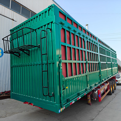 Suspensión de resorte de hojas 3 Ejes Caja de carga Semirremolque para transporte de animales de 12 ruedas