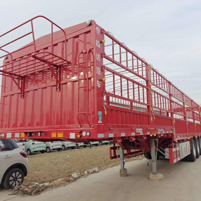Suspensión de resorte de hojas 3 Ejes Caja de carga Semirremolque para transporte de animales de 12 ruedas