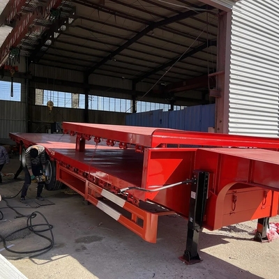 4 ejes remolque de cama plana baja con válvula de frenado Wabco y capacidad de carga diversa