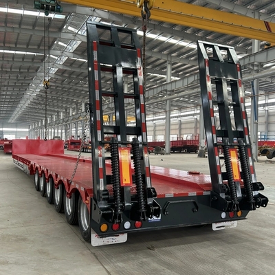 BPW/Fuwa 3.5m Tri Ejes de cuello de ganso 4 Ejes 70 80tonas Semi remolques de cubierta baja para máquinas