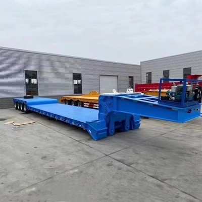 4 Ejes de cama baja Lowboy 60ton 80ton Semi camión remolque para el movimiento de maquinaria pesada