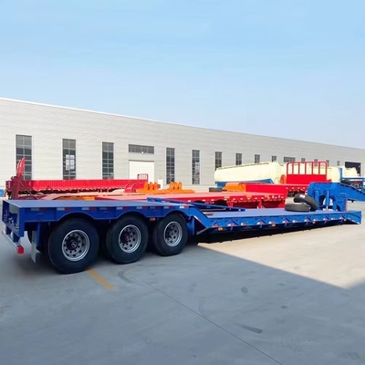 4 Ejes de cama baja Lowboy 60ton 80ton Semi camión remolque para el movimiento de maquinaria pesada