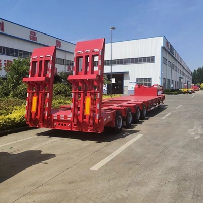 4 ejes de acero de cama baja semirremolque para 80 T 120 T Lowboy de cuello de ganso camión remolque
