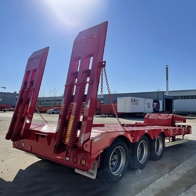 4 ejes de acero de cama baja semirremolque para 80 T 120 T Lowboy de cuello de ganso camión remolque